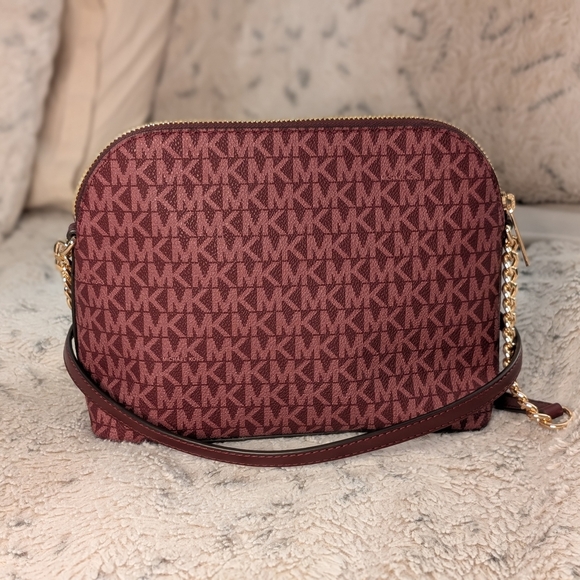Michael Kors Burgundy Crossbody Bag Monogram Jet Set Adjustable Strap - Picture 2 of 6